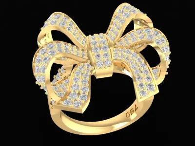 Luxury Bow Diamond Ring for Women 2253 3D print model
