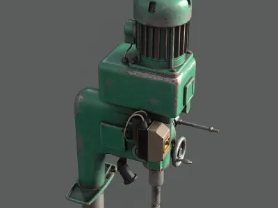 Old press drill  Low-poly 3D model