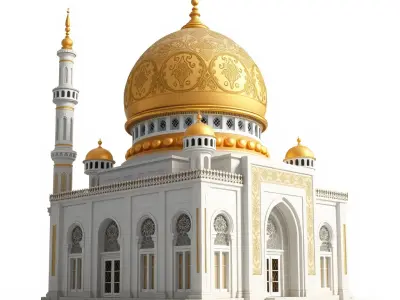 Ornate Mosque Architecture Model Pack with Detailed Dome and ... Low-poly 3D model