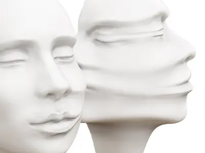 Bas-relief of a female male face-Kiss 3D model