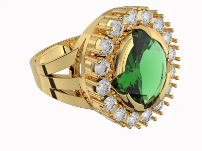 Printable STL jewelry engagement ring stone oval  3 ct  3D print model