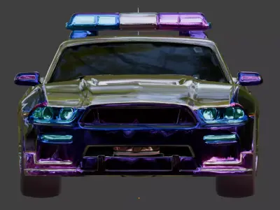 Futuristic Stylized Police Car Low-poly 3D model