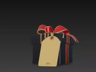 3D Black Gift Box Red Ribbon Black Friday 3D print model