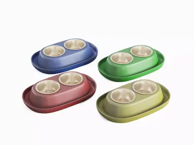 Plastic Pet Bowl Set 3D model