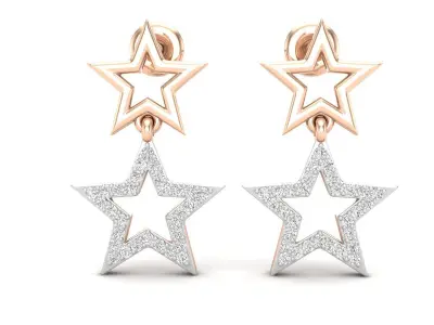 AV 634 Diamond Ladies Star Shape Dangling Drop Earrings 3D print model