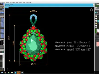 Luxury Pear Cut Diamond Halo Pendant 3D Model 3243 3D print model