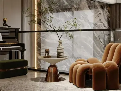 Modern Light Luxury Style Living Room 3D model