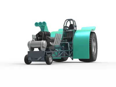  Pulling tractor with single V8 engine Scale 1 to 25 3D print model