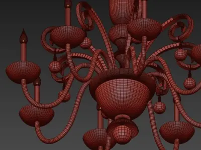 Decorative Solid Brass Flemish Chandelier 3D model