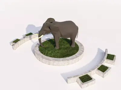 Elephant sculpture Landscape Centerpiece Low-poly 3D model