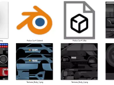 Police car pack Low-poly 3D model