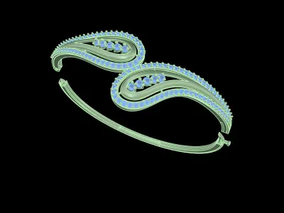 Yellow gold diamond Bangle-PBG-014 DIA 3D print model