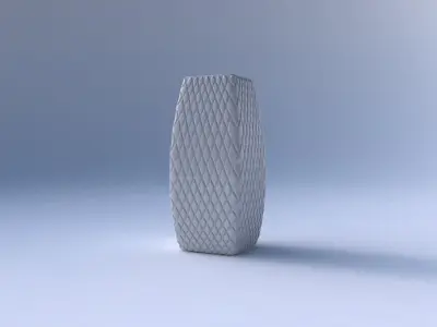 Vase rectangle with diagonal grid bulges 3D print model
