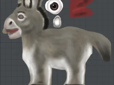 Cartoon of donkey Low-poly 3D model
