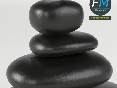 Japanese meditation stones Low-poly 3D model