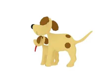 Dog Cartoon Character Low-poly 3D model