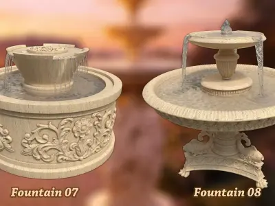 30 Classic Fountains Gameready and Archviz Assets 3D model