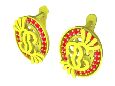 Luxury Oval Cluster Gemstone Earrings 5851 3D print model