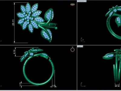 Fancy flower ring  Free 3D print model