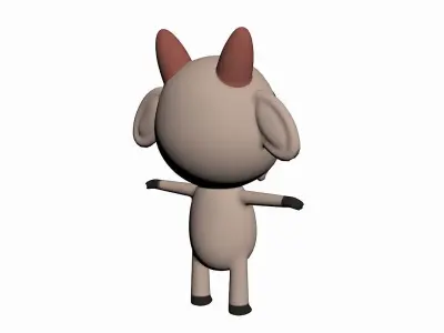 Cartoon Goat Character Low-poly 3D model