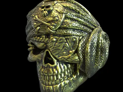 Skull ring jewelry pirate vol1 3D print model