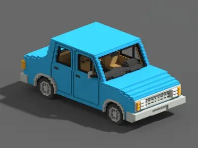 Voxel Sedan Car Low-poly 3D model