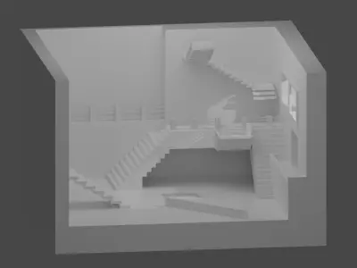 ladder room with stairs in it Low-poly 3D model