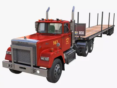 SuperLiner flatbed trailer Low-poly 3D model