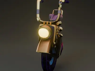 Hand Paint Stylized Mono Bike Low-poly 3D model