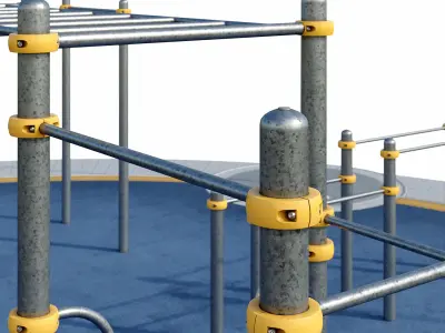 Sports ground with pull up bars Round 3D model