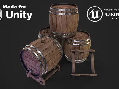 Beer barrels Low-poly 3D model