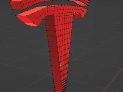 Tesla 3D Logo Low-poly 3D model