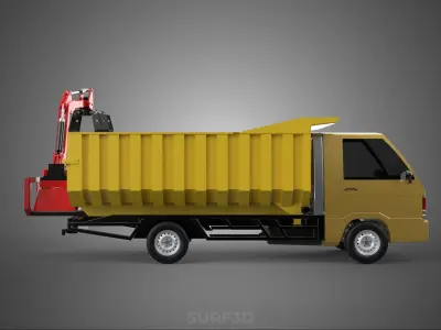 GARBAGE DUMP TRUCK GRAPPLE PICK UP SKIP BIN SCRAP GRABBER CRANE 3D model