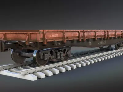 Railroad Flat Wagon Low-poly 3D model