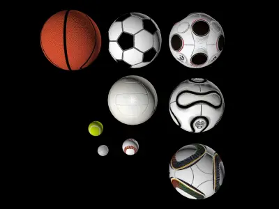Sports Balls Collection Low-poly 3D model