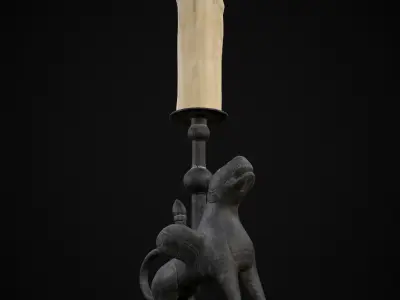 Bronze Chimera Candlestick Low-poly 3D model