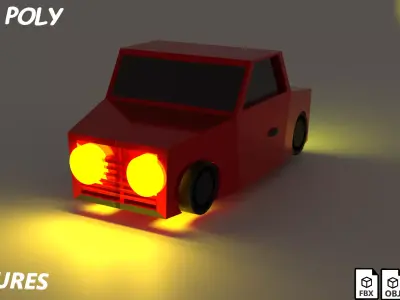 cartoon car Low-poly 3D model