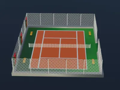 Tennis Court - Portugal Low-poly 3D model