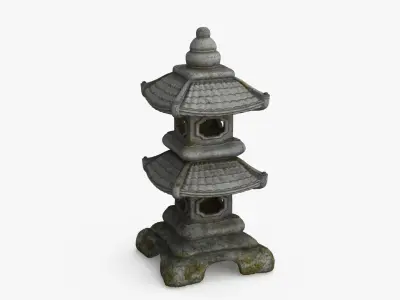 Pagoda Lantern Garden Statue Low-poly 3D model