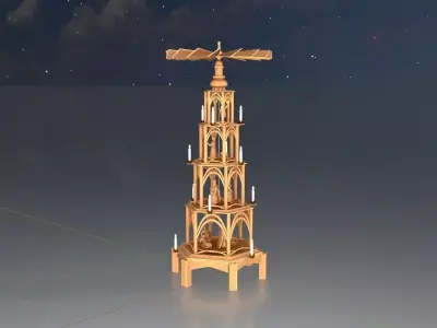Christmas pyramid version 1 without animation Low-poly 3D model