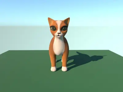 Cute cat  Low-poly 3D model