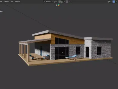 Mini modern house Free low-poly 3D model