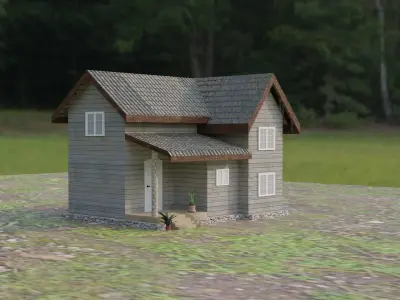 House 3D Lowpoly in woods Low-poly 3D model