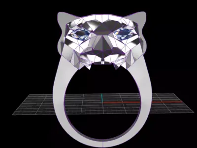 Snow Leopard Head Ring 3D model