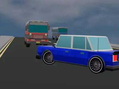 stylized low poly sedan Low-poly 3D model