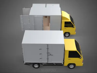 LIGHT DUTY BOX TRUCK DELIVERY CARGO PACKAGE PICKUP VAN LORRY CAR 3D model