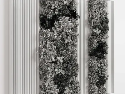 Vertical Wall Garden With marble frame - set of indoor plants 61 Low-poly 3D model