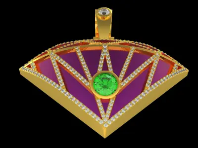 Diamond Shaped Gold Tone Charm Pendant 3D print model