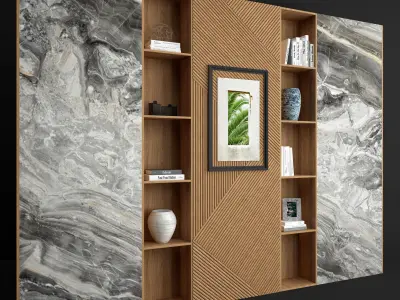Wood and  Marble Shelf 2 3D model