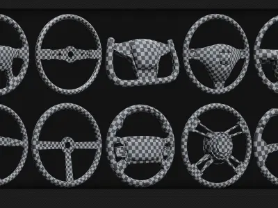 20 Steering Wheels - Base Mesh Low-poly 3D model